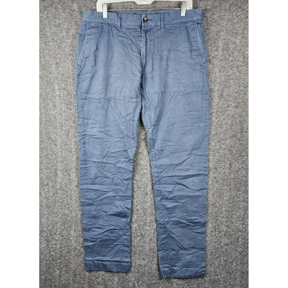 J Crew Chino Pants Mens 34x34 Blue Gray Straight‎ Leg Cotton Twill Casual Work